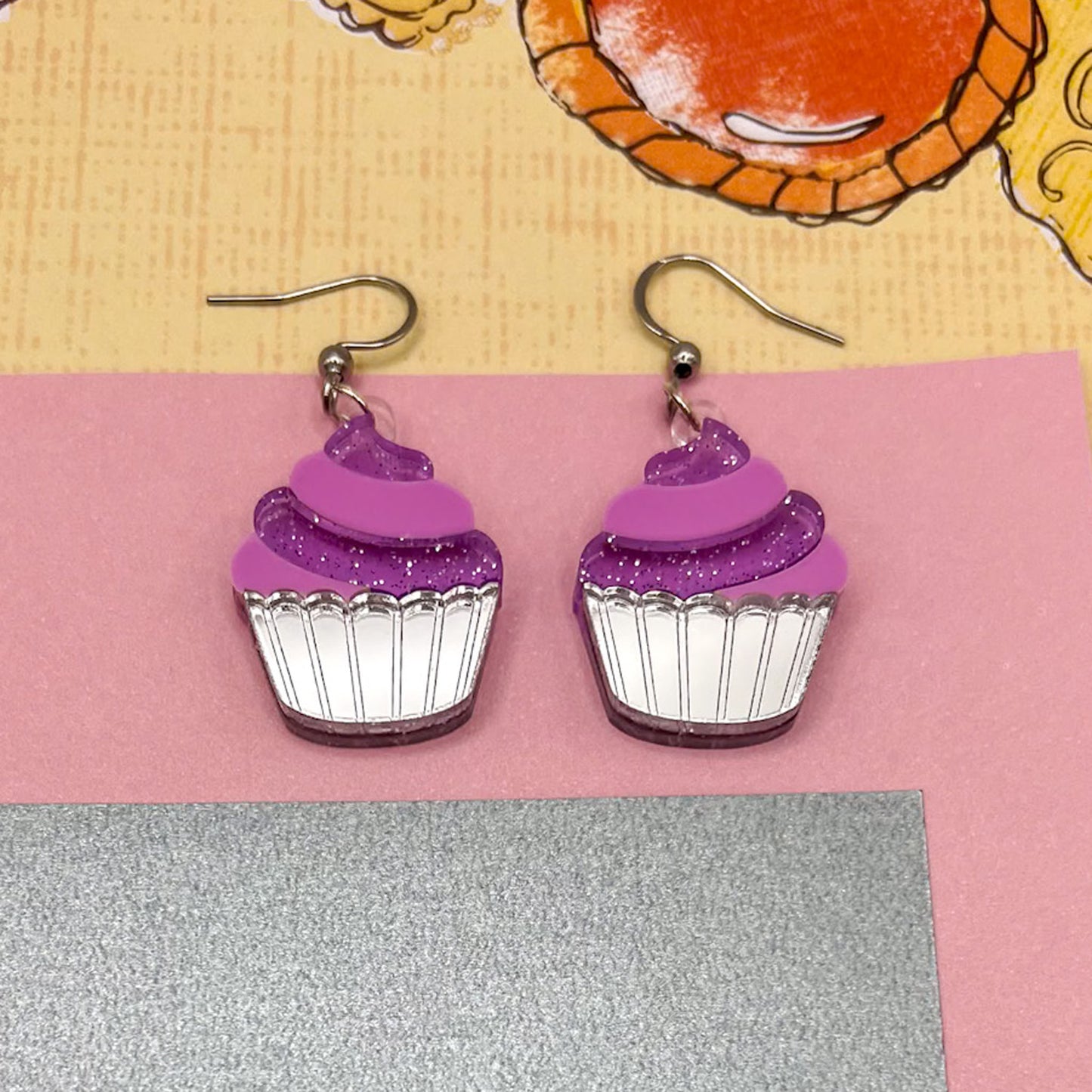Cupcake Acrylic Earrings