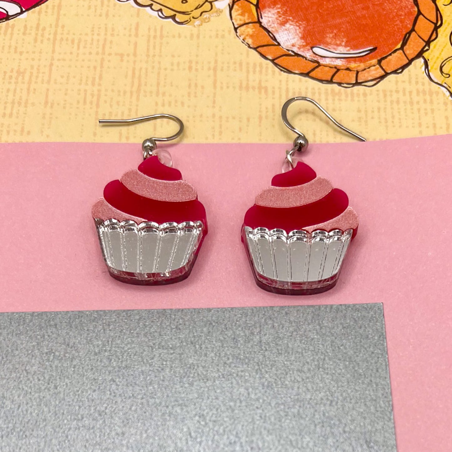 Cupcake Acrylic Earrings