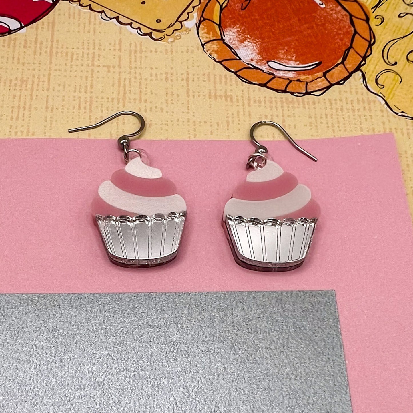 Cupcake Acrylic Earrings