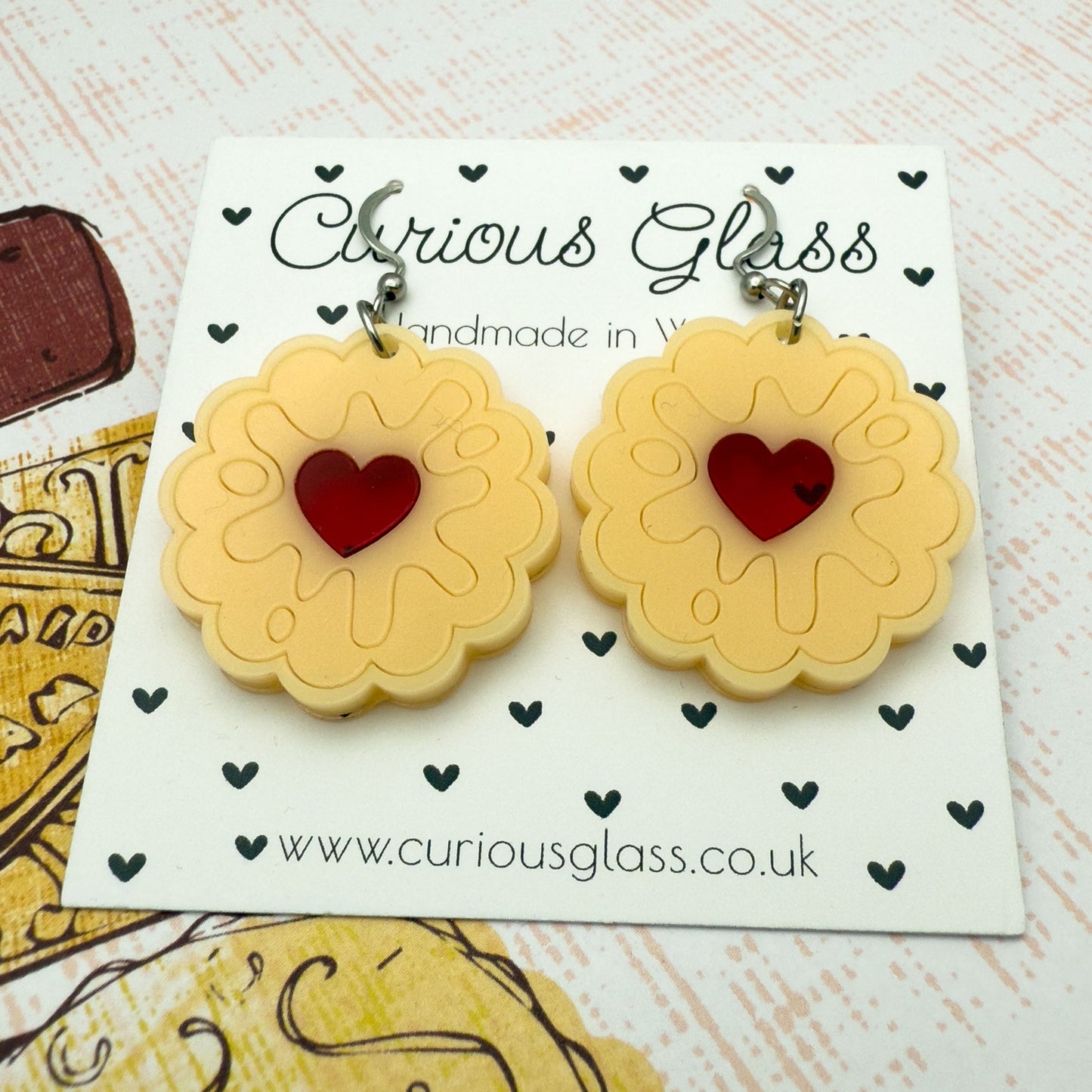 Biscuit (Jammie Dodger Style) Acrylic Earrings