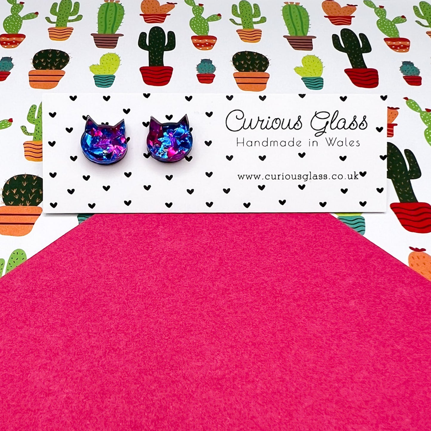 Cat Stud Acrylic Earrings