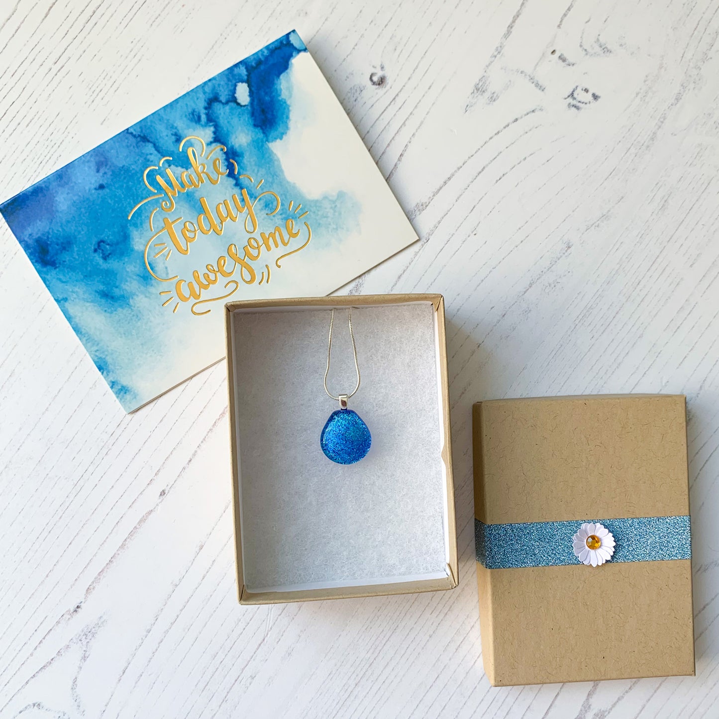 Abstract Dichroic Glass Necklaces - Greens