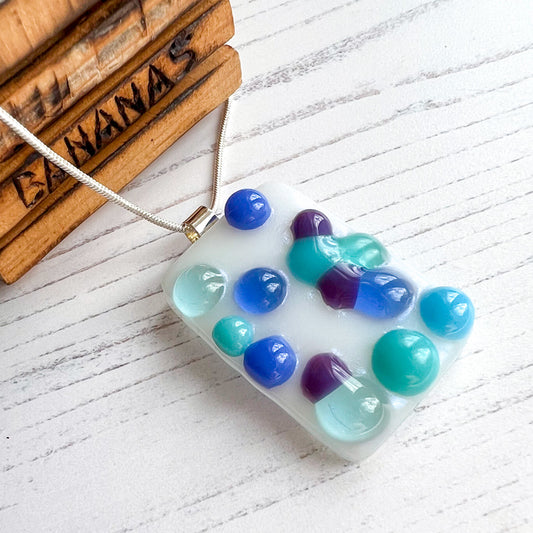 Blue Purple Bubble Glass Necklace