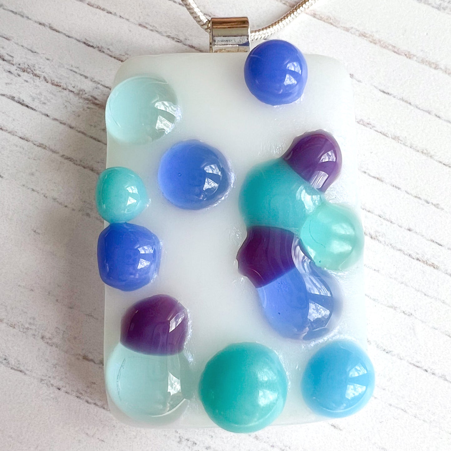 Blue Purple Bubble Glass Necklace