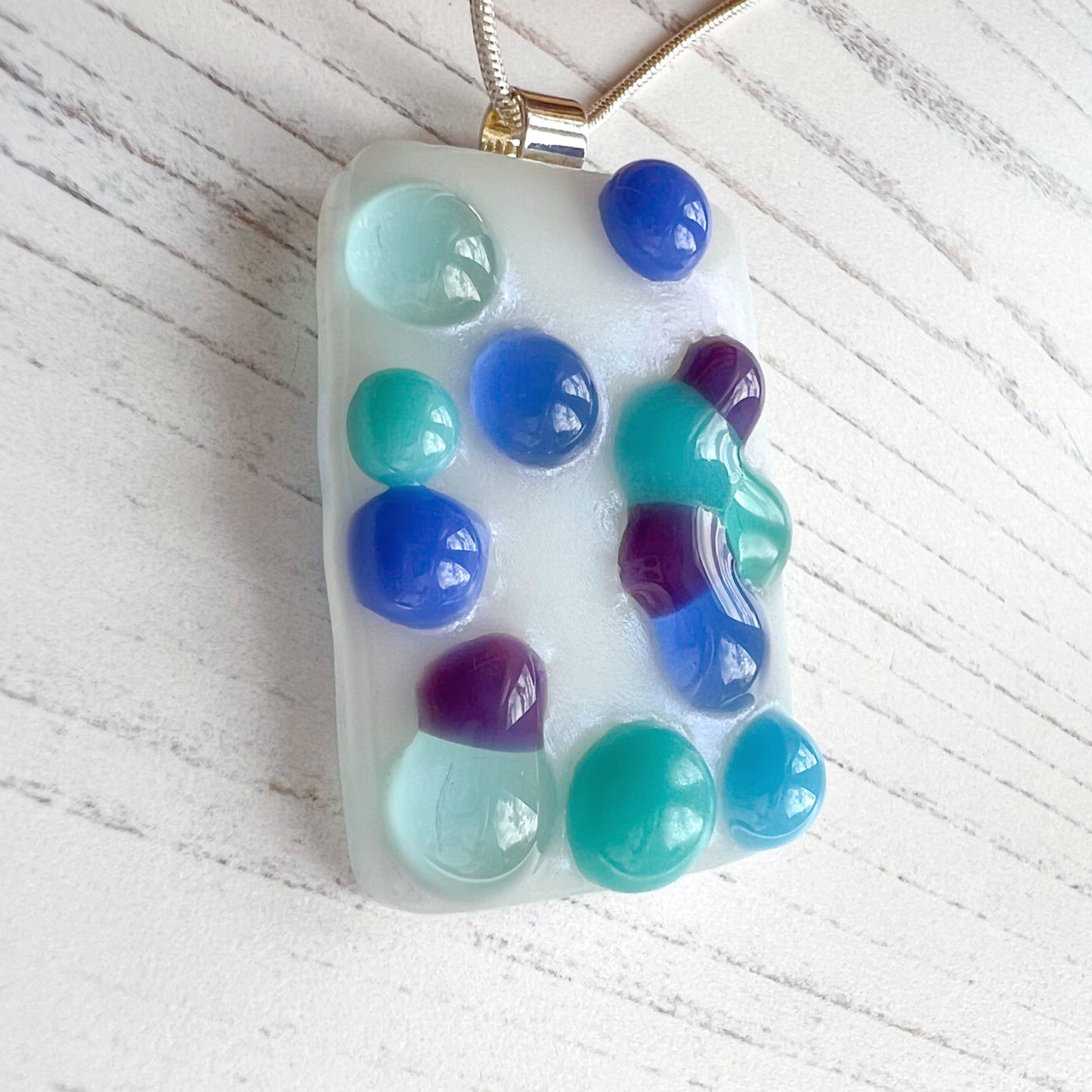 Blue Purple Bubble Glass Necklace