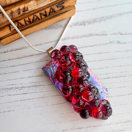 Pink Bubble Dichroic Glass Necklace