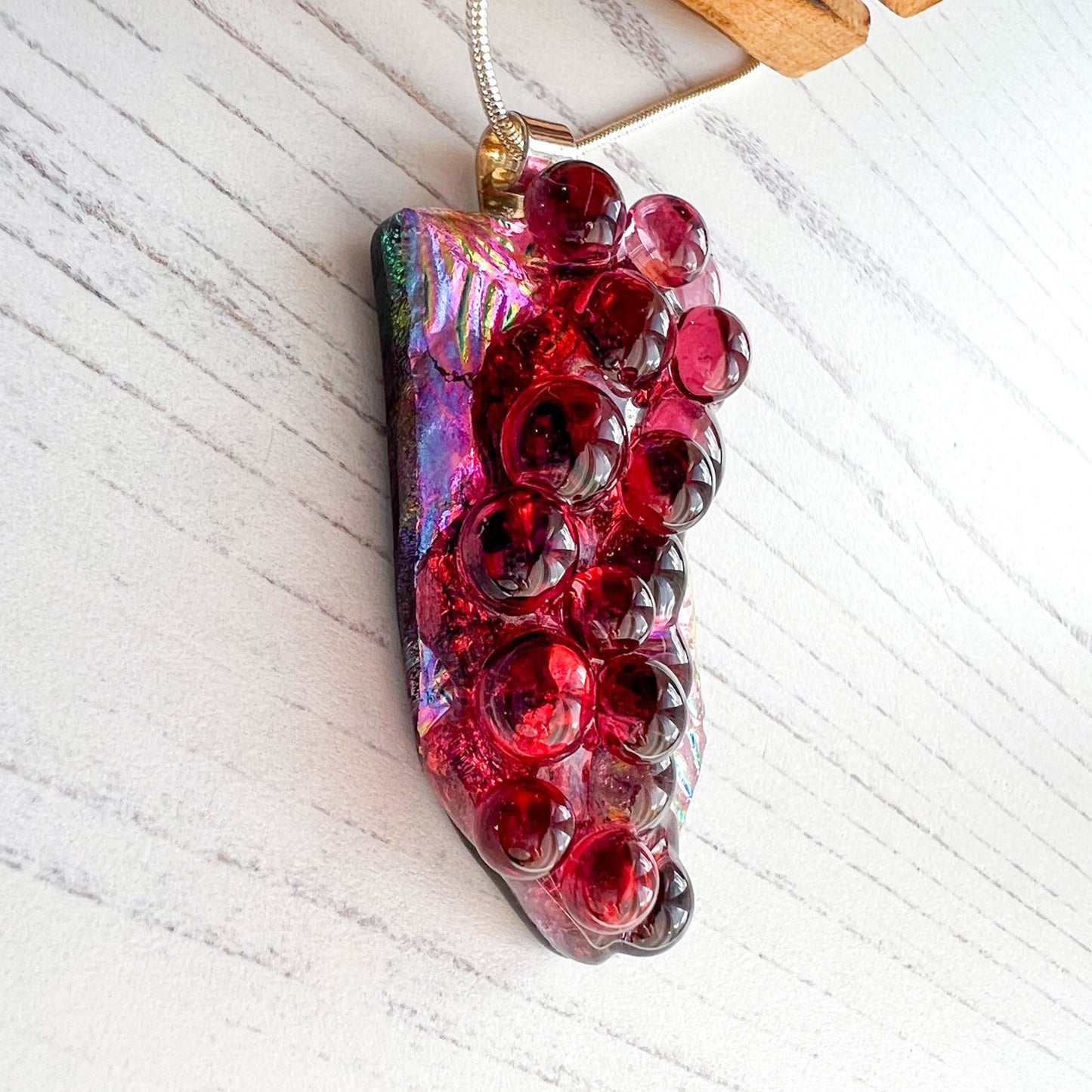 Pink Bubble Dichroic Glass Necklace