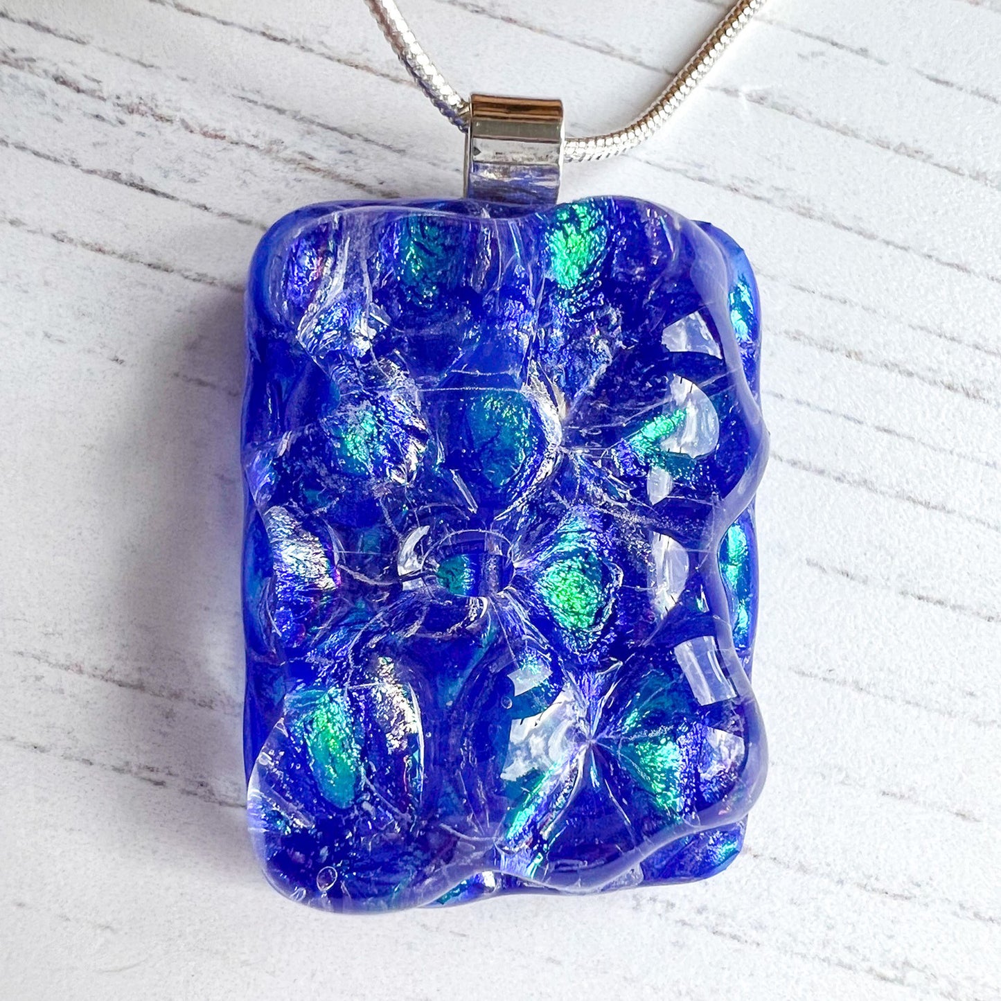 Blue Bubble Dichroic Glass Necklace
