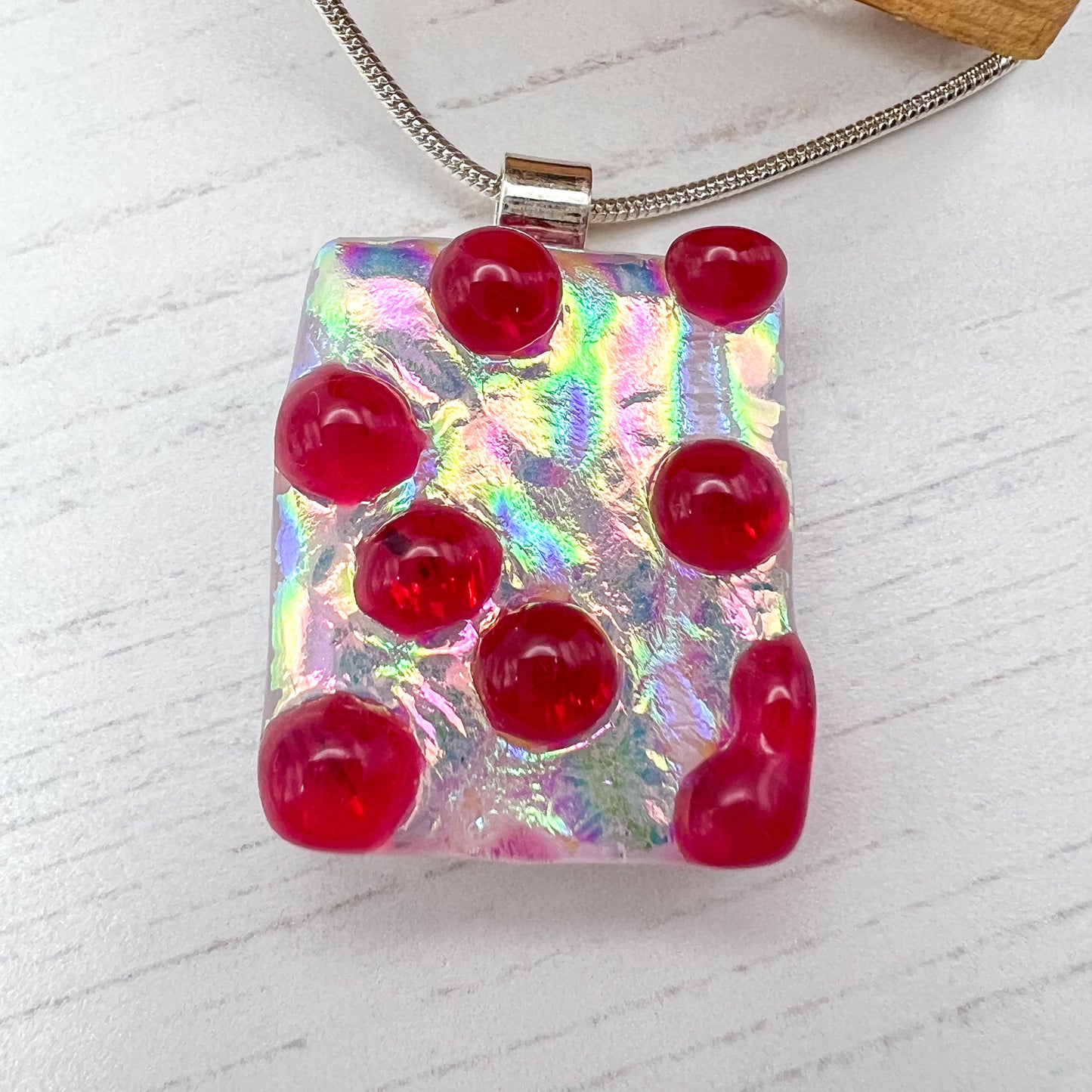 Pink Rainbow Bubble Glass Necklace