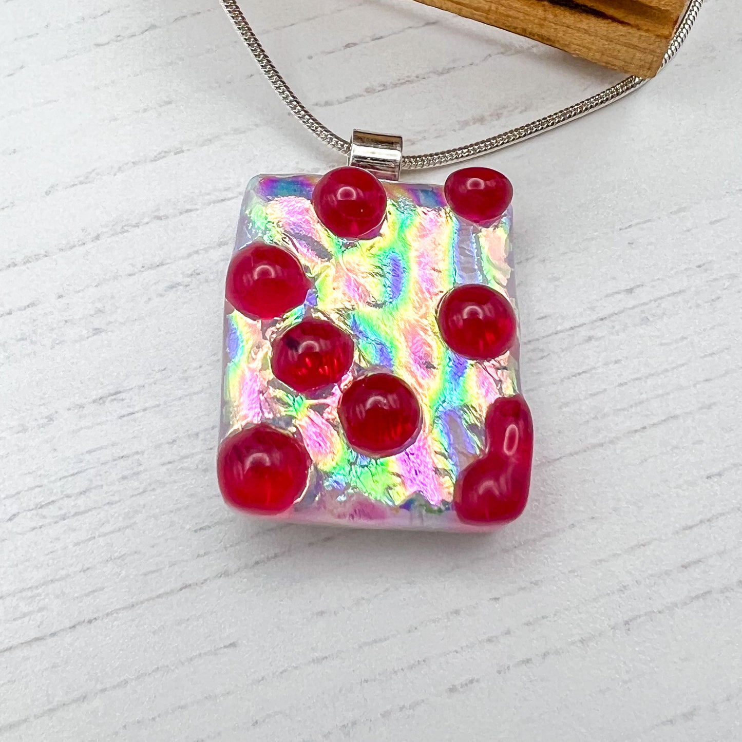 Pink Rainbow Bubble Glass Necklace