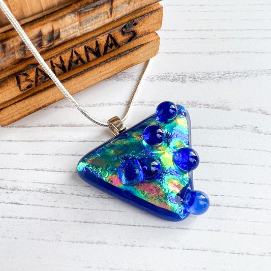 Blue Multi Bubble Dichroic Glass Necklace