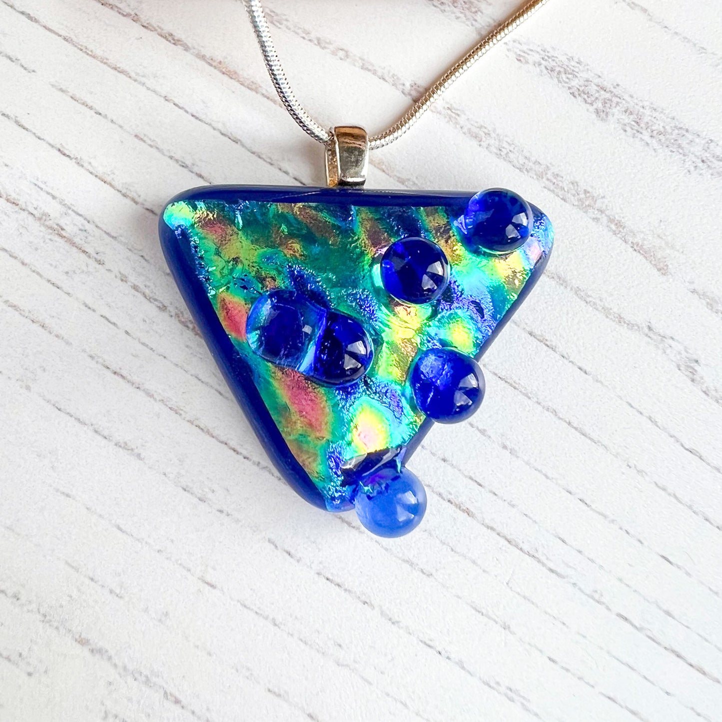Blue Multi Bubble Dichroic Glass Necklace