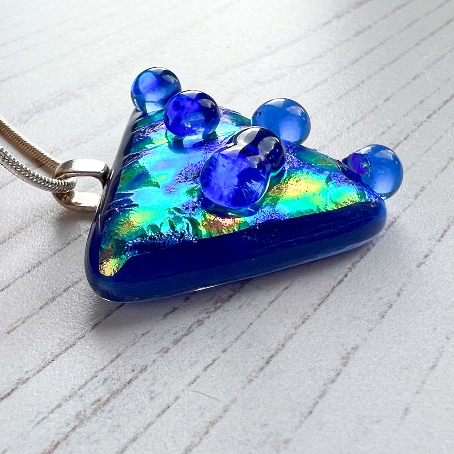 Blue Multi Bubble Dichroic Glass Necklace