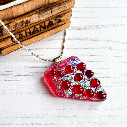 Pink Multi Bubble Dichroic Glass Necklace