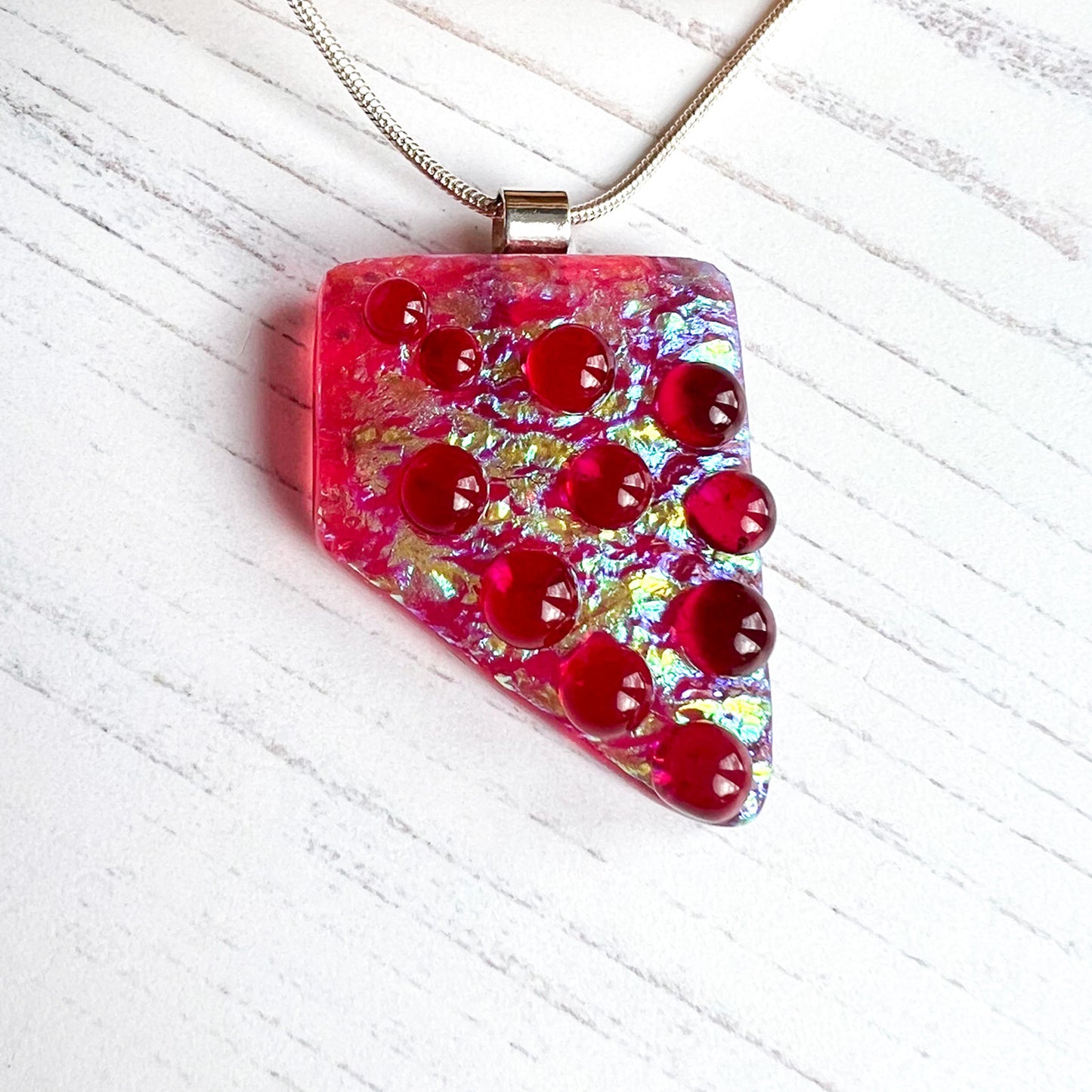 Pink Multi Bubble Dichroic Glass Necklace