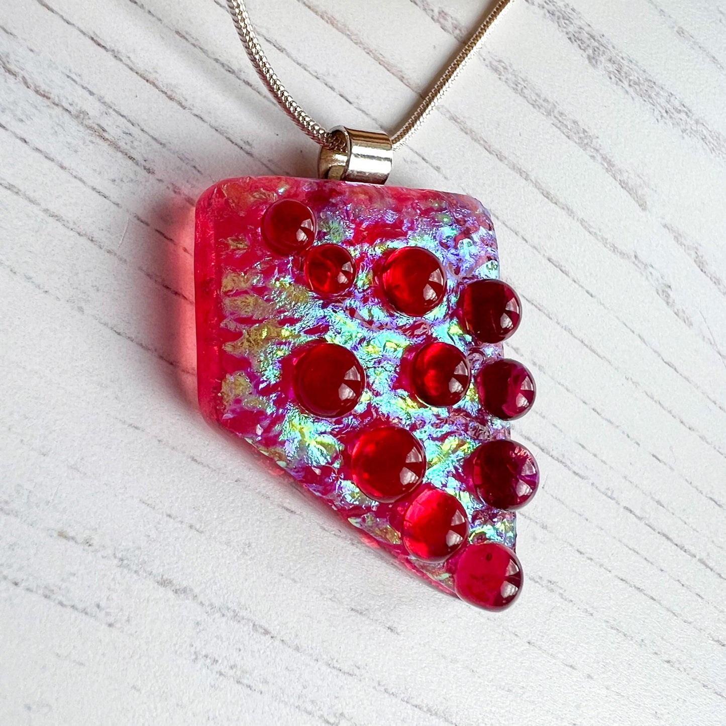 Pink Multi Bubble Dichroic Glass Necklace
