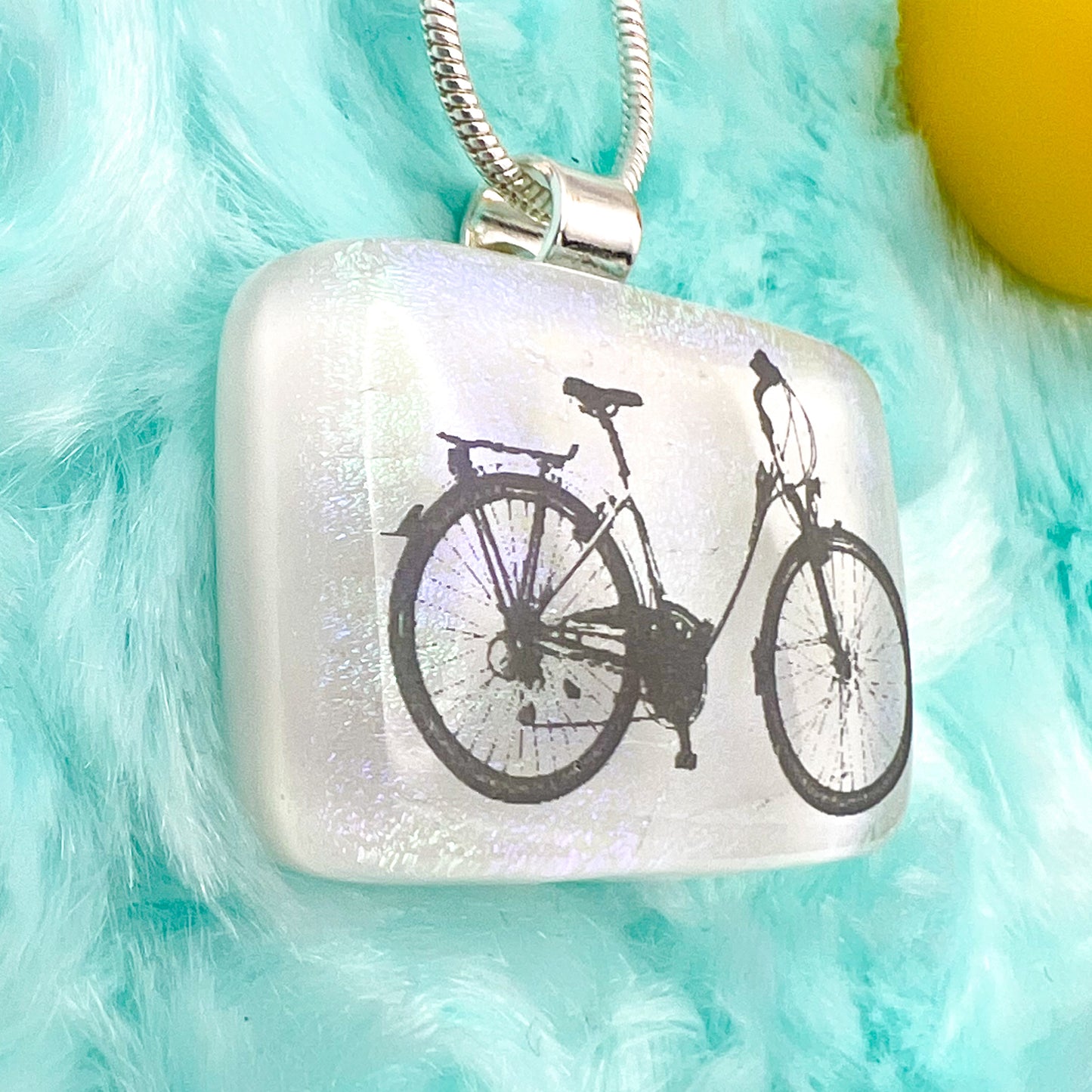 Bicycle Glass Necklace