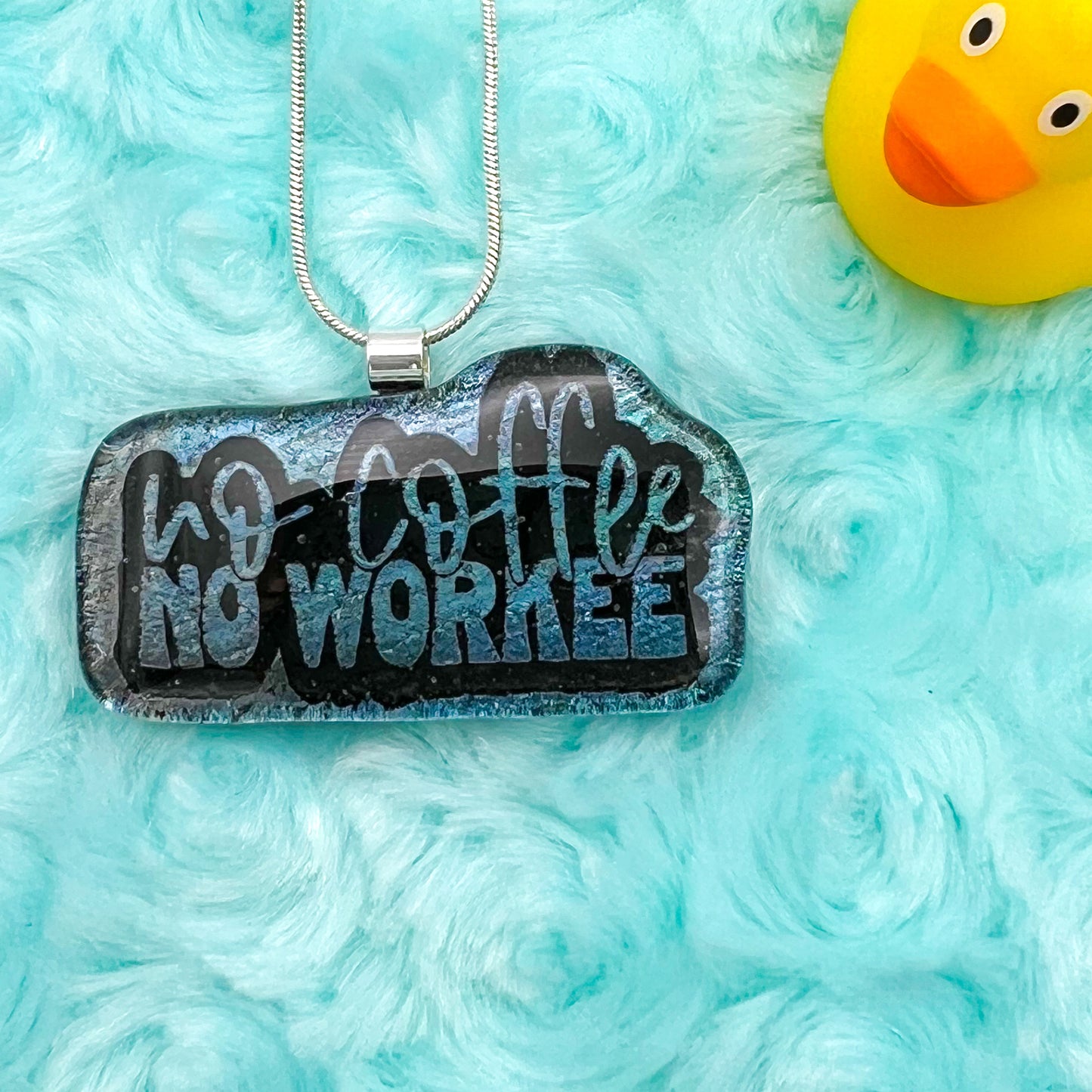 No Coffee No Workee Glass Necklace
