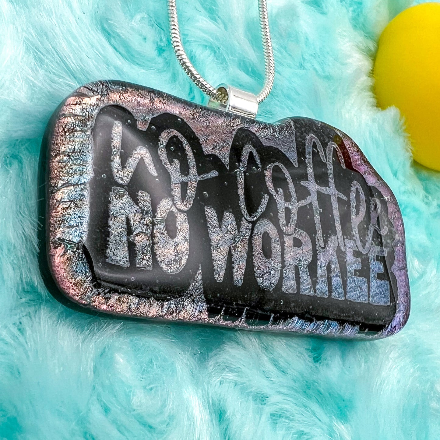 No Coffee No Workee Glass Necklace
