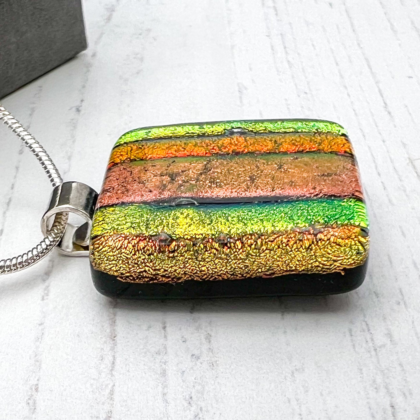 Autumn Stripes Glass Necklace