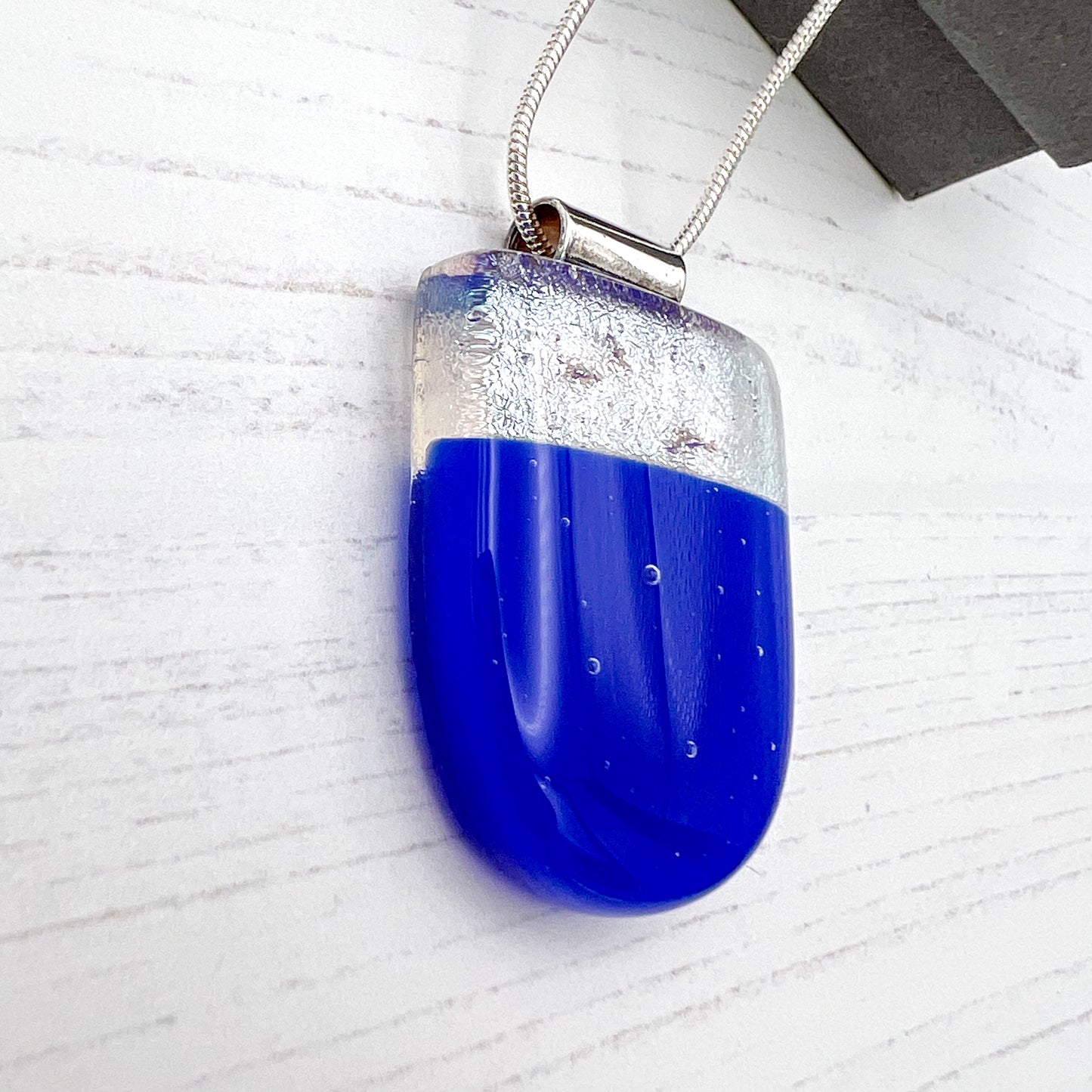 Blue Silver Glass Necklace