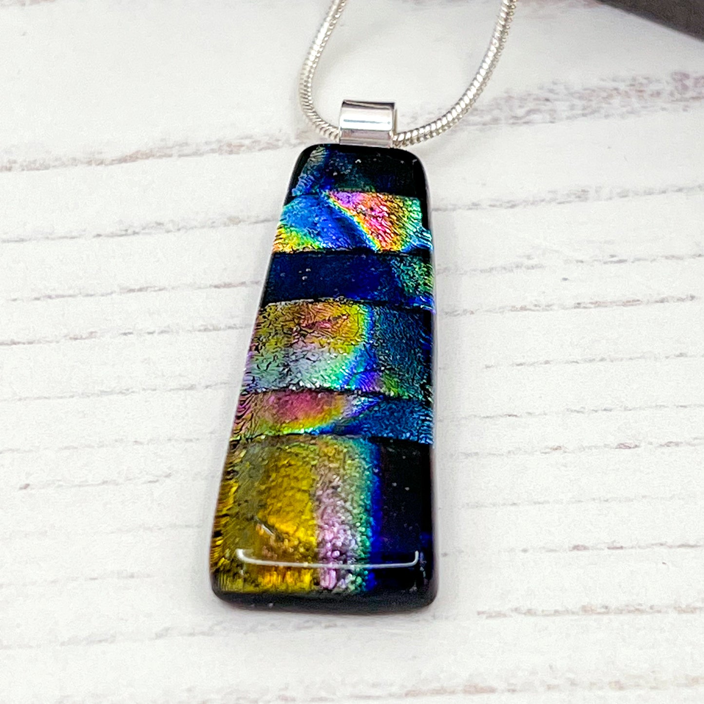 Multicoloured Trapezium Glass Necklace