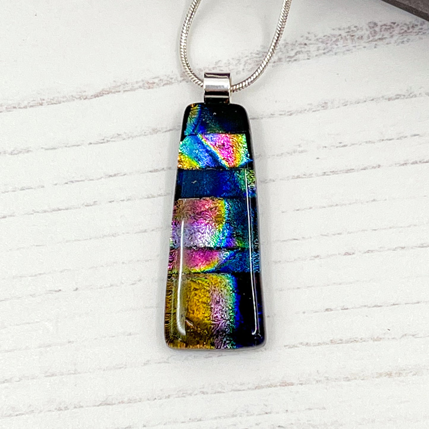 Multicoloured Trapezium Glass Necklace