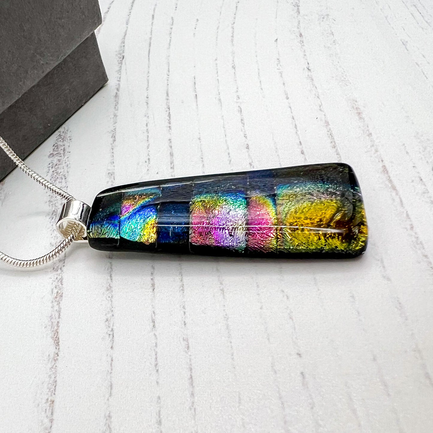 Multicoloured Trapezium Glass Necklace