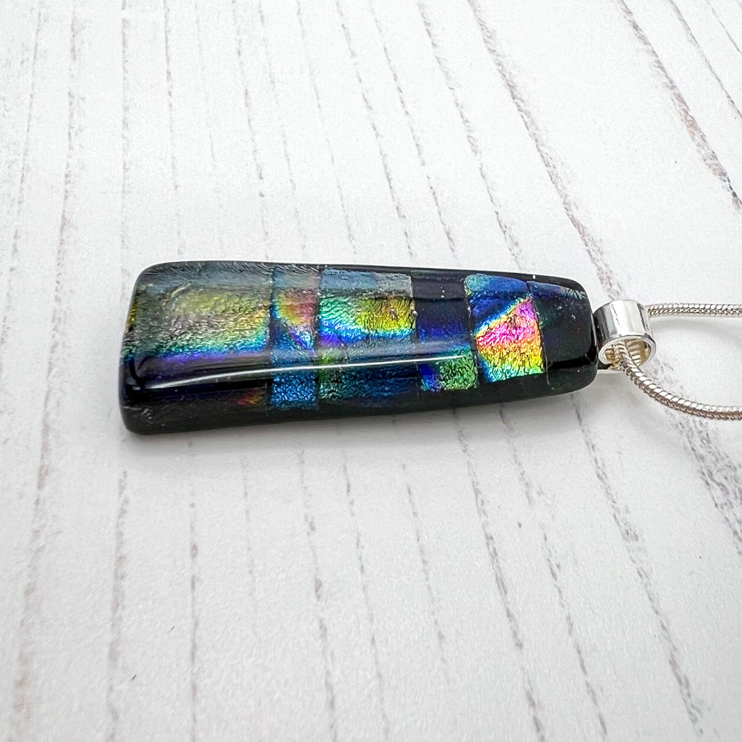 Multicoloured Trapezium Glass Necklace