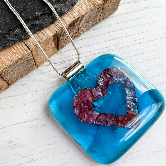 Cariad Blue Copper Glass Necklace