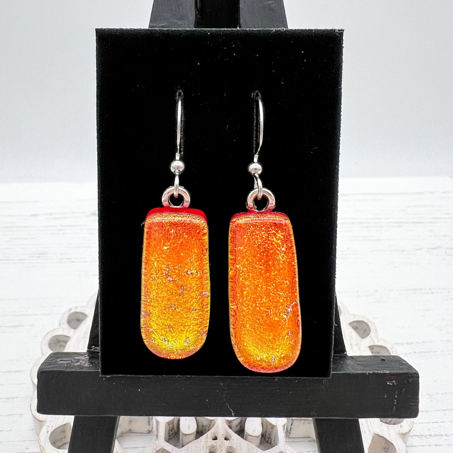 Bright Orange Glass Earrings