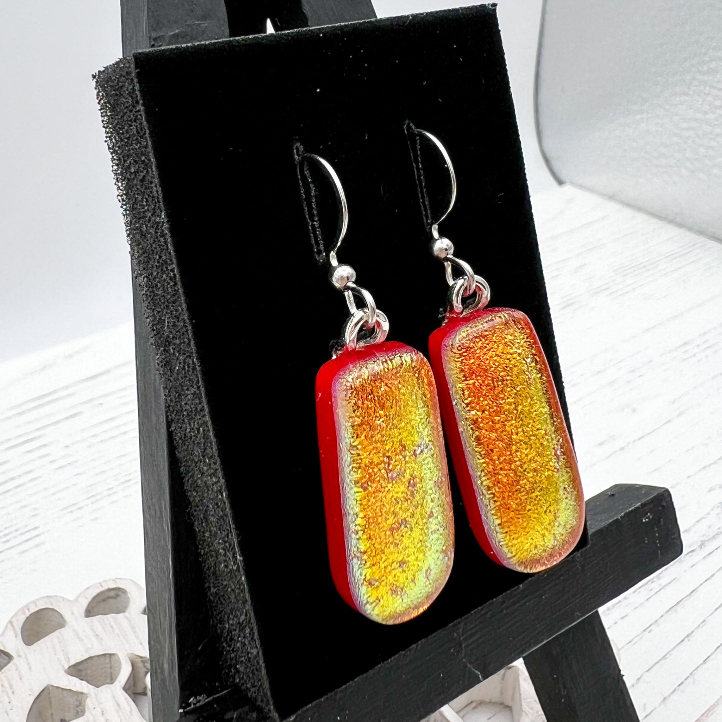 Bright Orange Glass Earrings