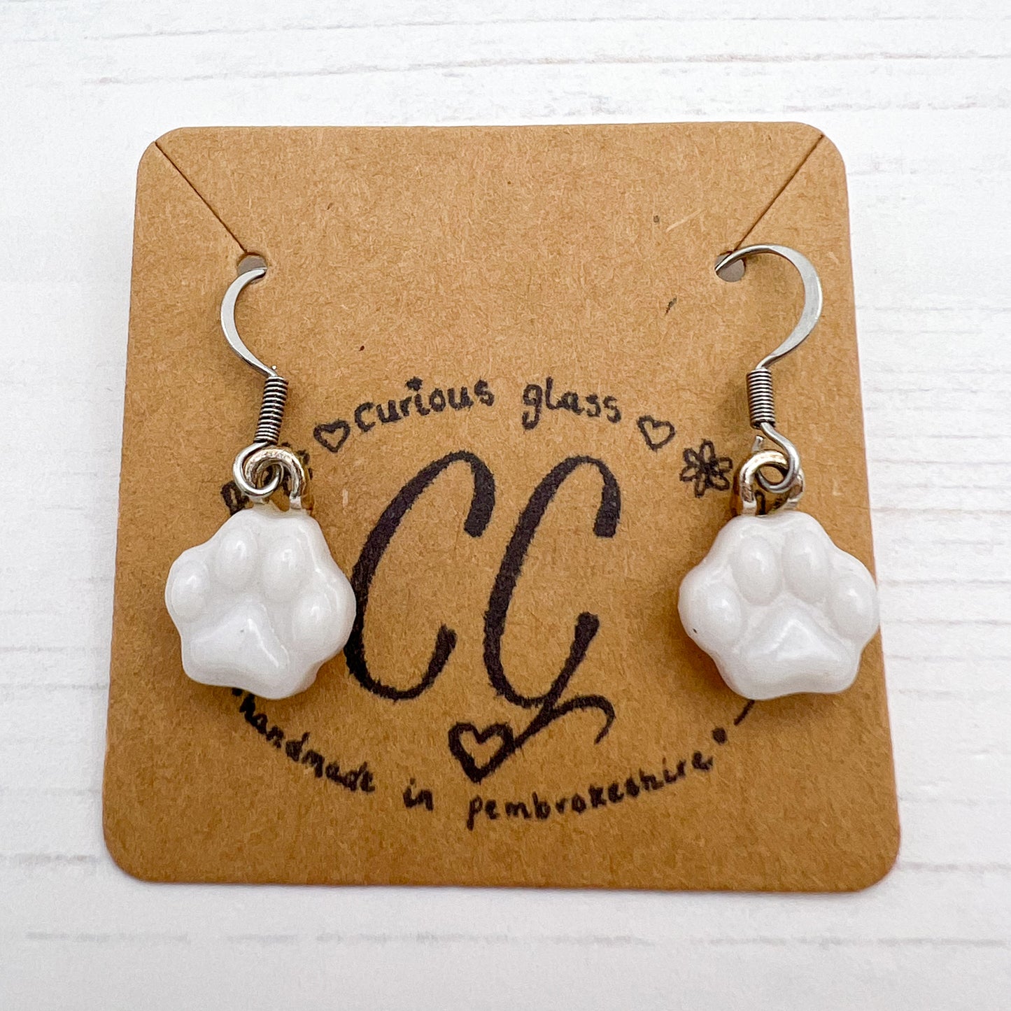 Paw Print Glass Earrings