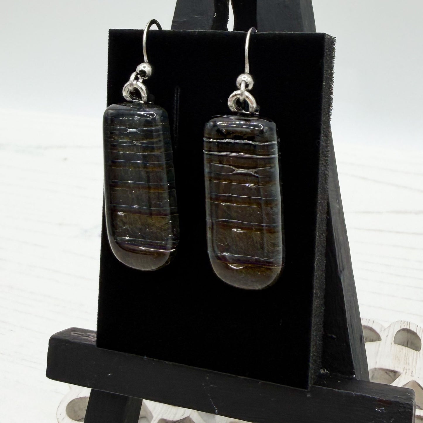 Handmade Dichroic Glass Earrings - Multicoloured