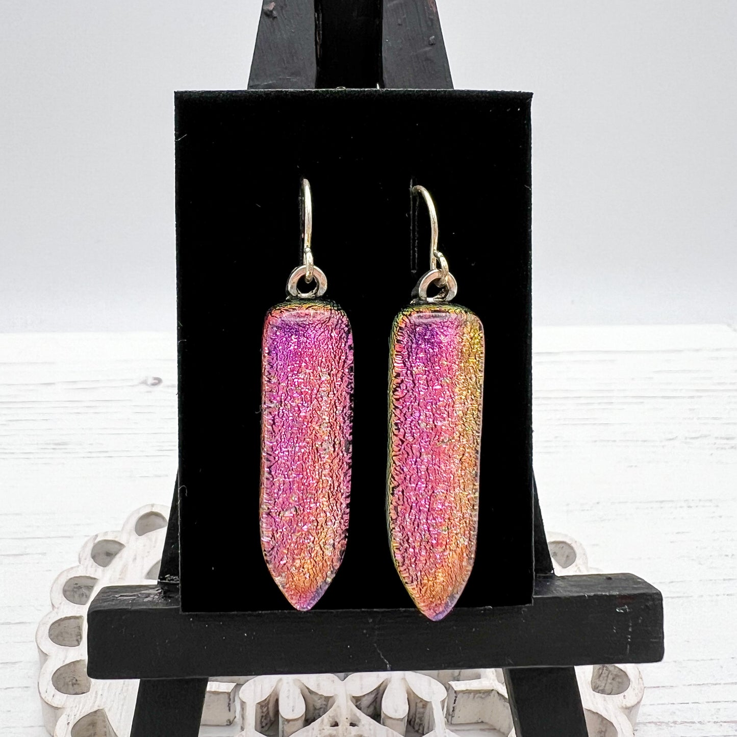 Pink Point Glass Earrings