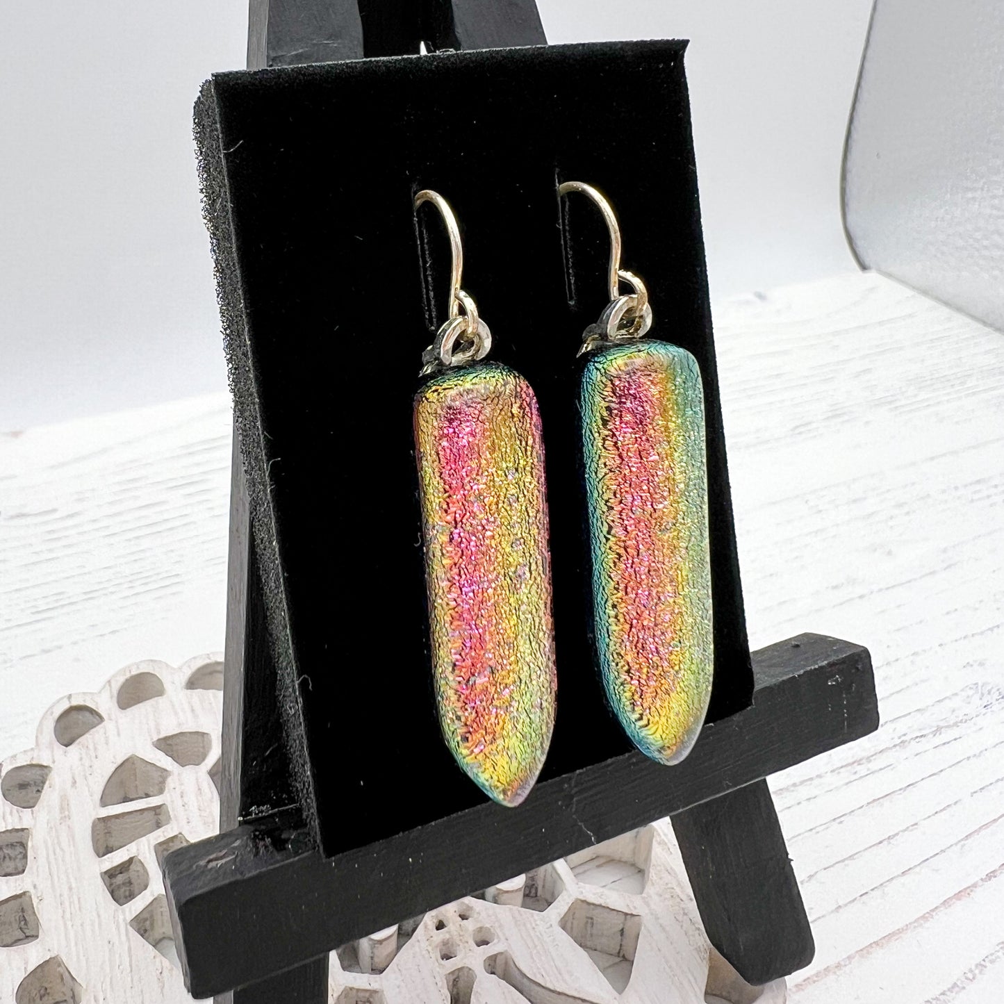 Pink Point Glass Earrings