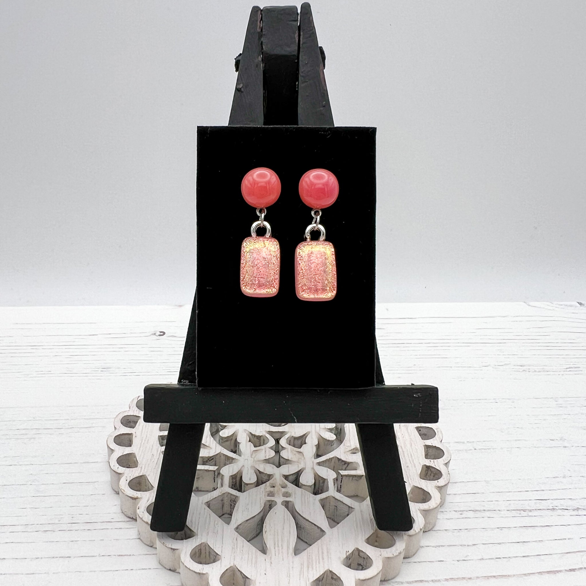 Salmon Pink Glass Earrings Curious Glass