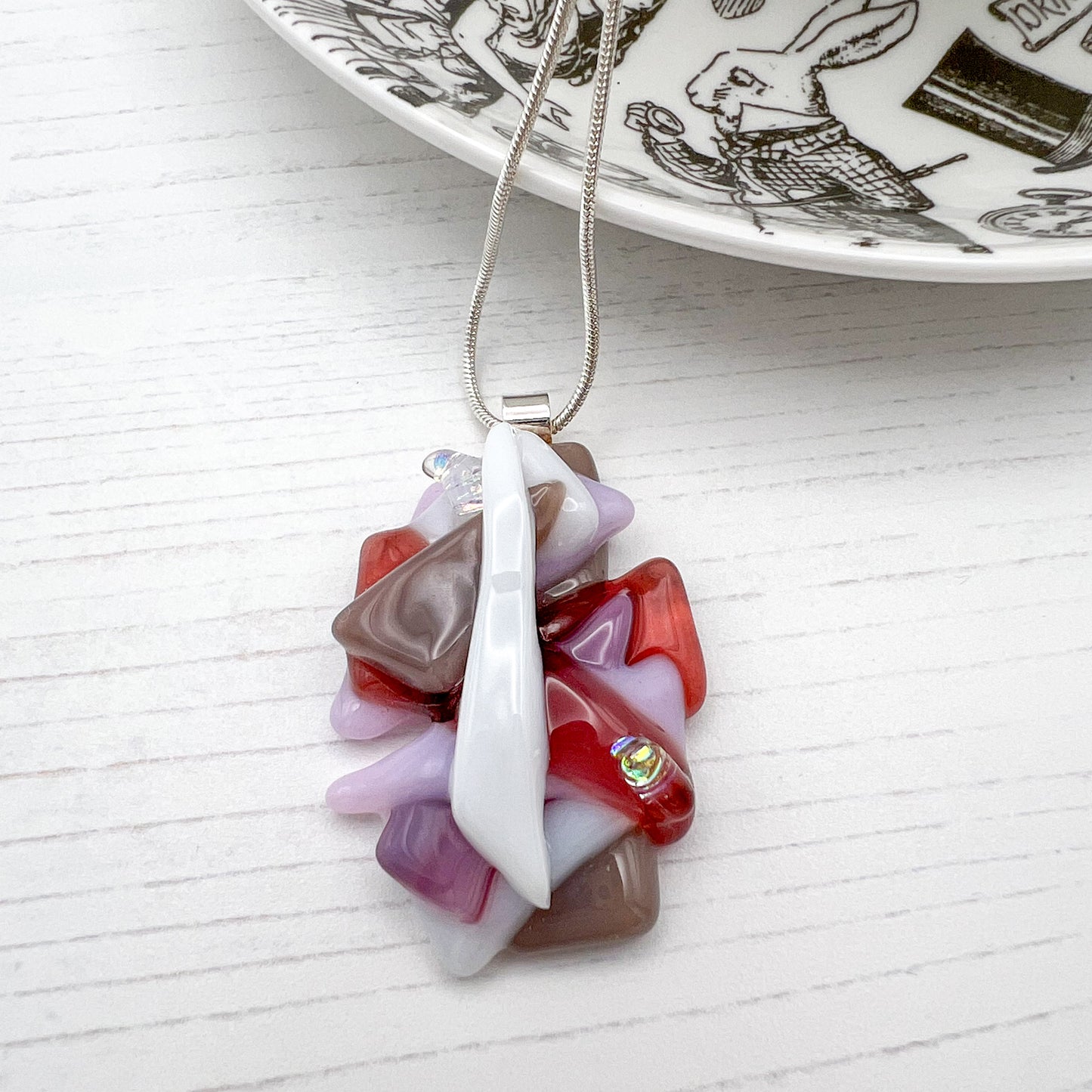 Pink Nude Abstract Glass Necklace