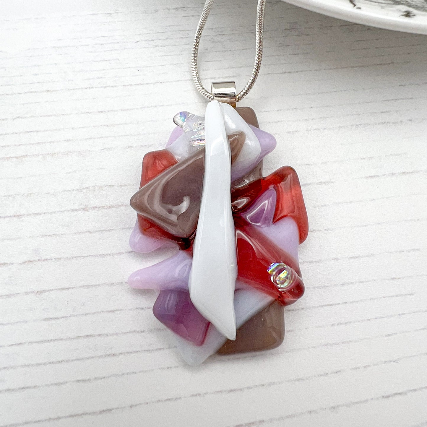 Pink Nude Abstract Glass Necklace
