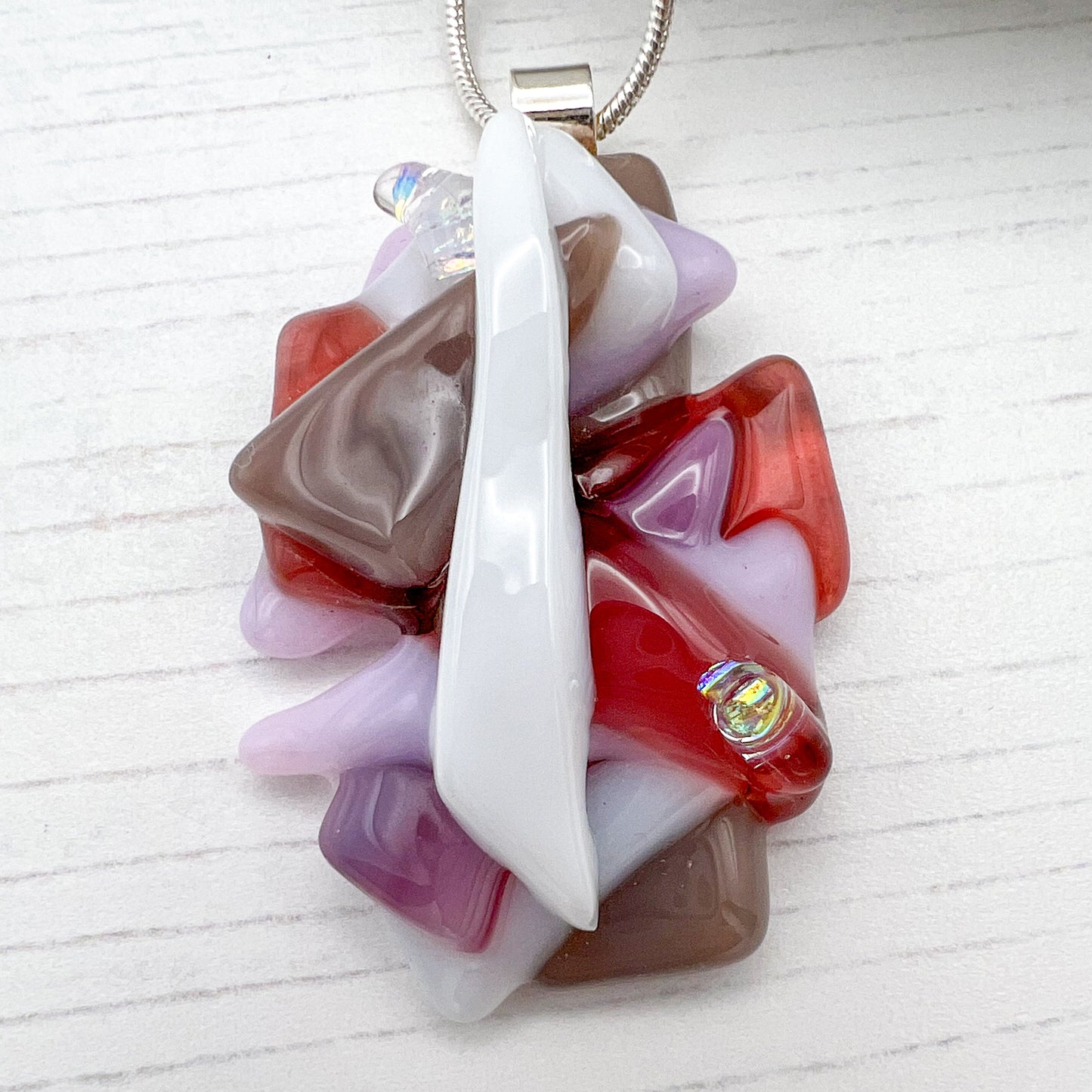 Pink Nude Abstract Glass Necklace