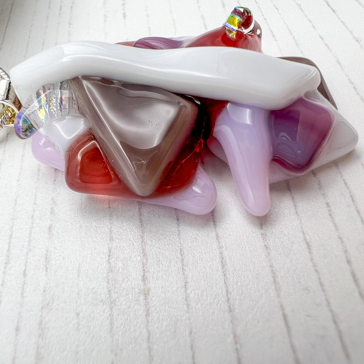 Pink Nude Abstract Glass Necklace