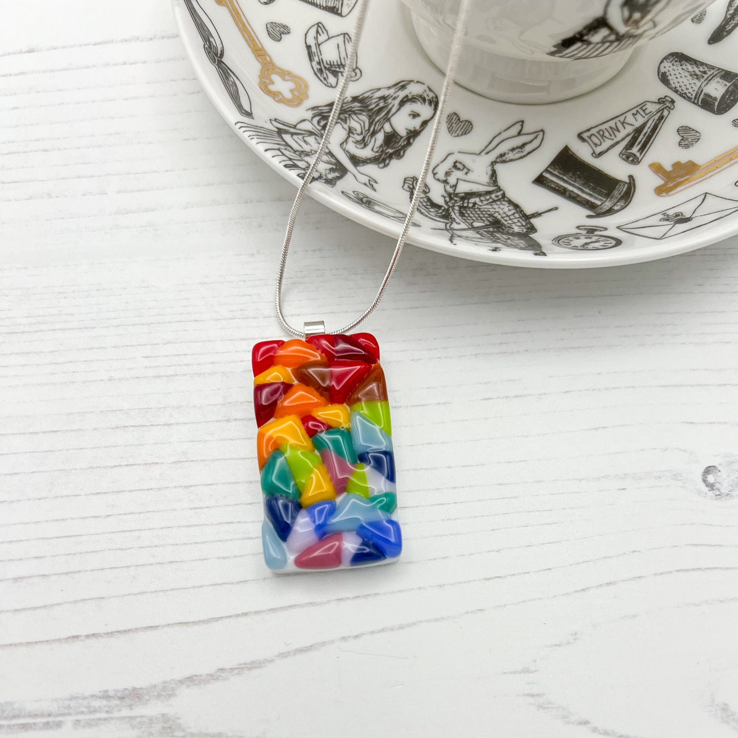 Colourful Triangles Glass Necklace