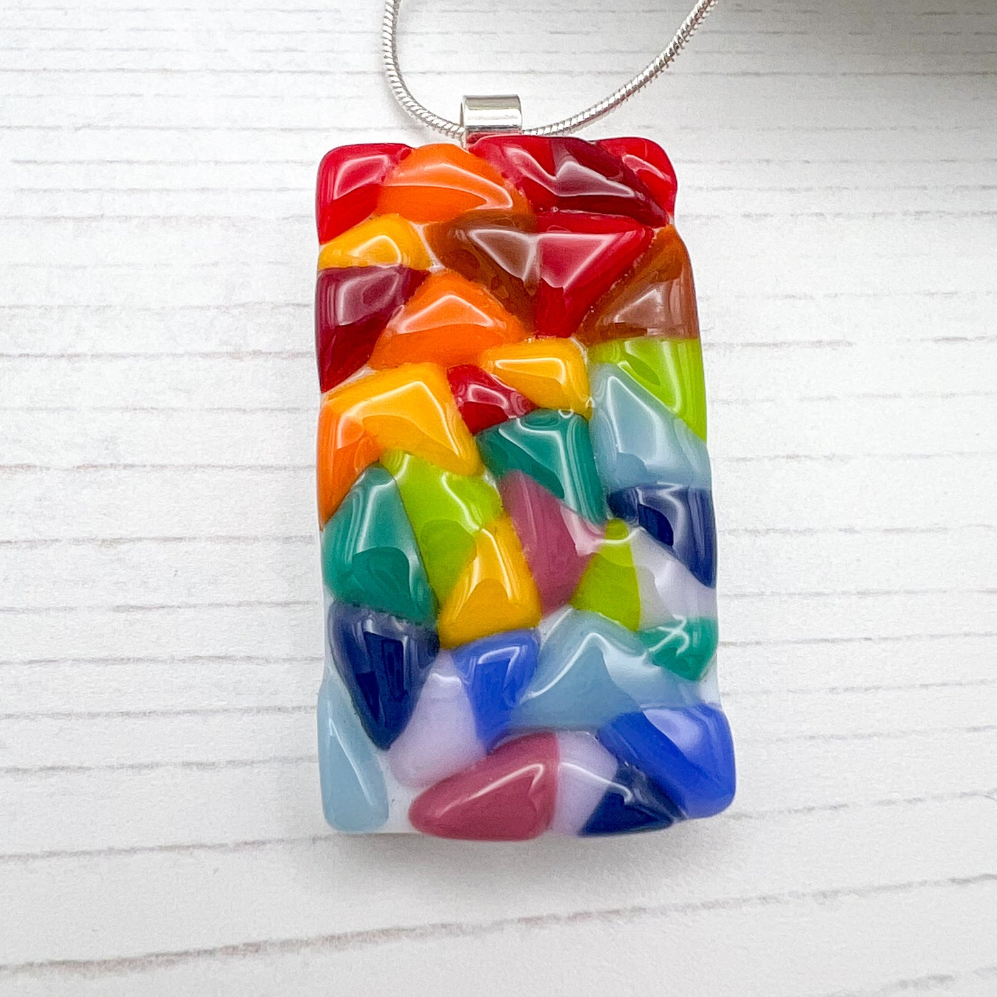 Colourful Triangles Glass Necklace