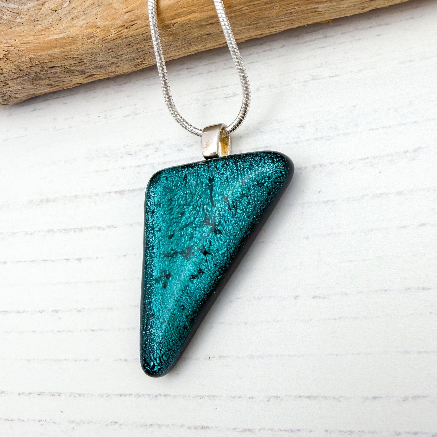 Teal Triangle Dichroic Necklace