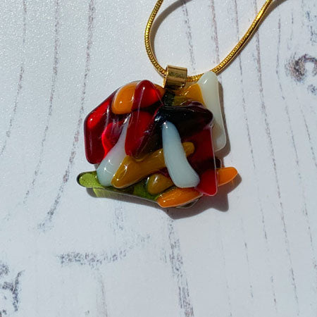 Autumn Leaf Abstract Glass Necklace
