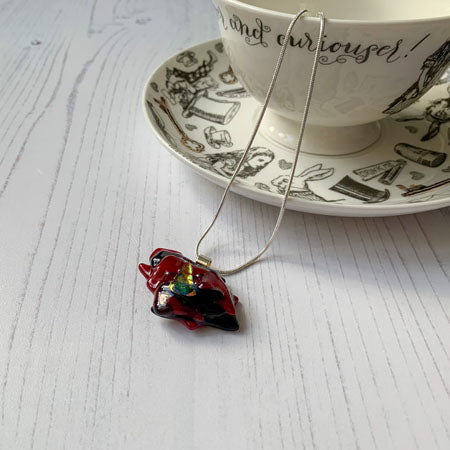 This copper red glass necklace is a handmade necklace that is inspired by my favourite style of creating necklaces.