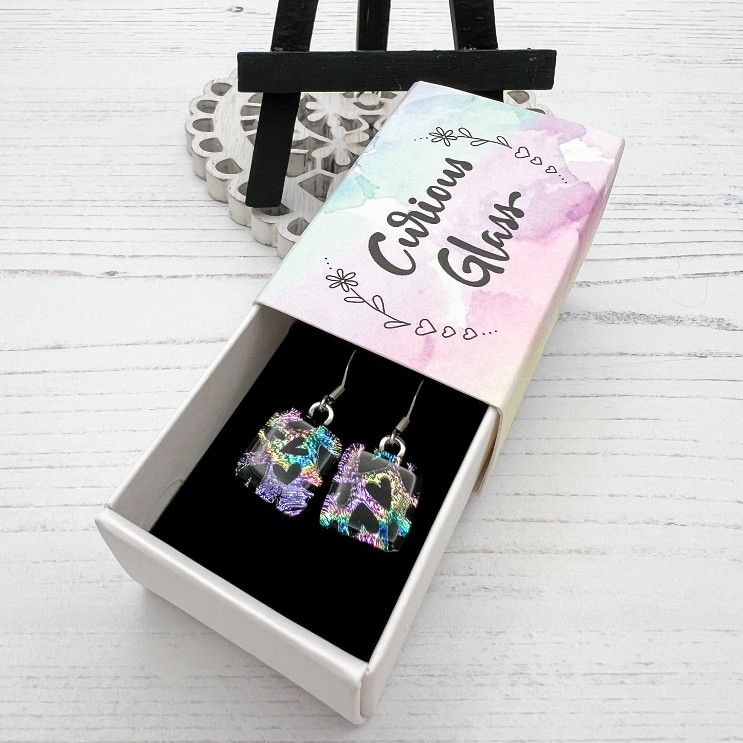 Red Geometric Glass Earrings