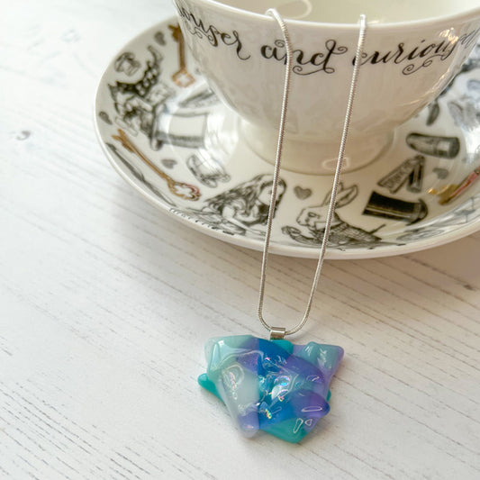This pastel signature dichroic glass necklace is a handmade necklace that is inspired by my favourite style of creating necklaces.