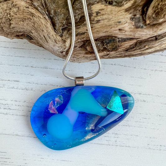 Sea Dichroic Glass Necklace Fifteen