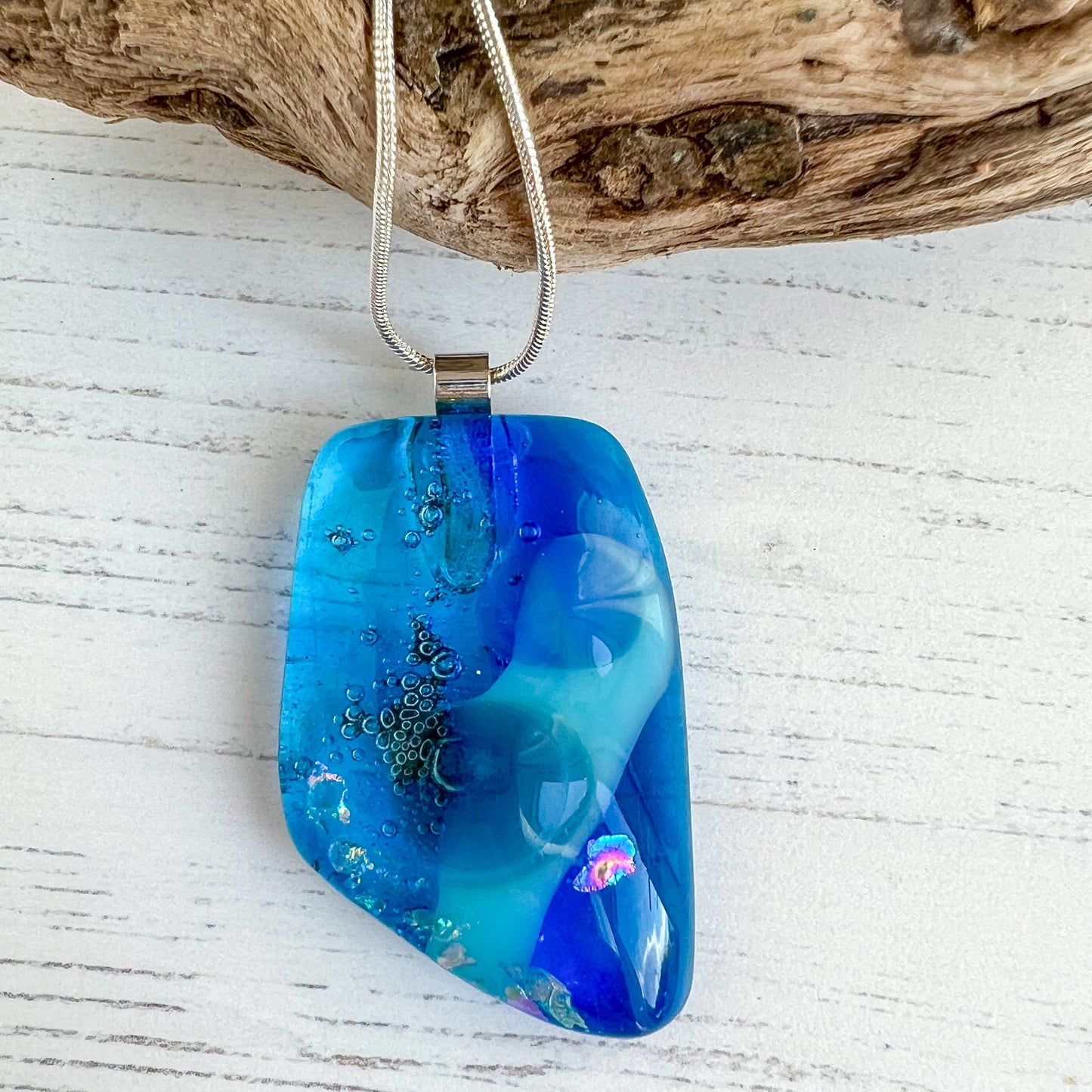 Sea Dichroic Glass Necklace Thirteen